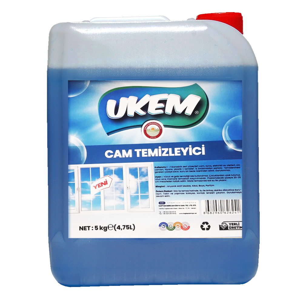 UKEM Cam Temizleyici 5 Kg – İz Bırakmaz & Hoş Kokul