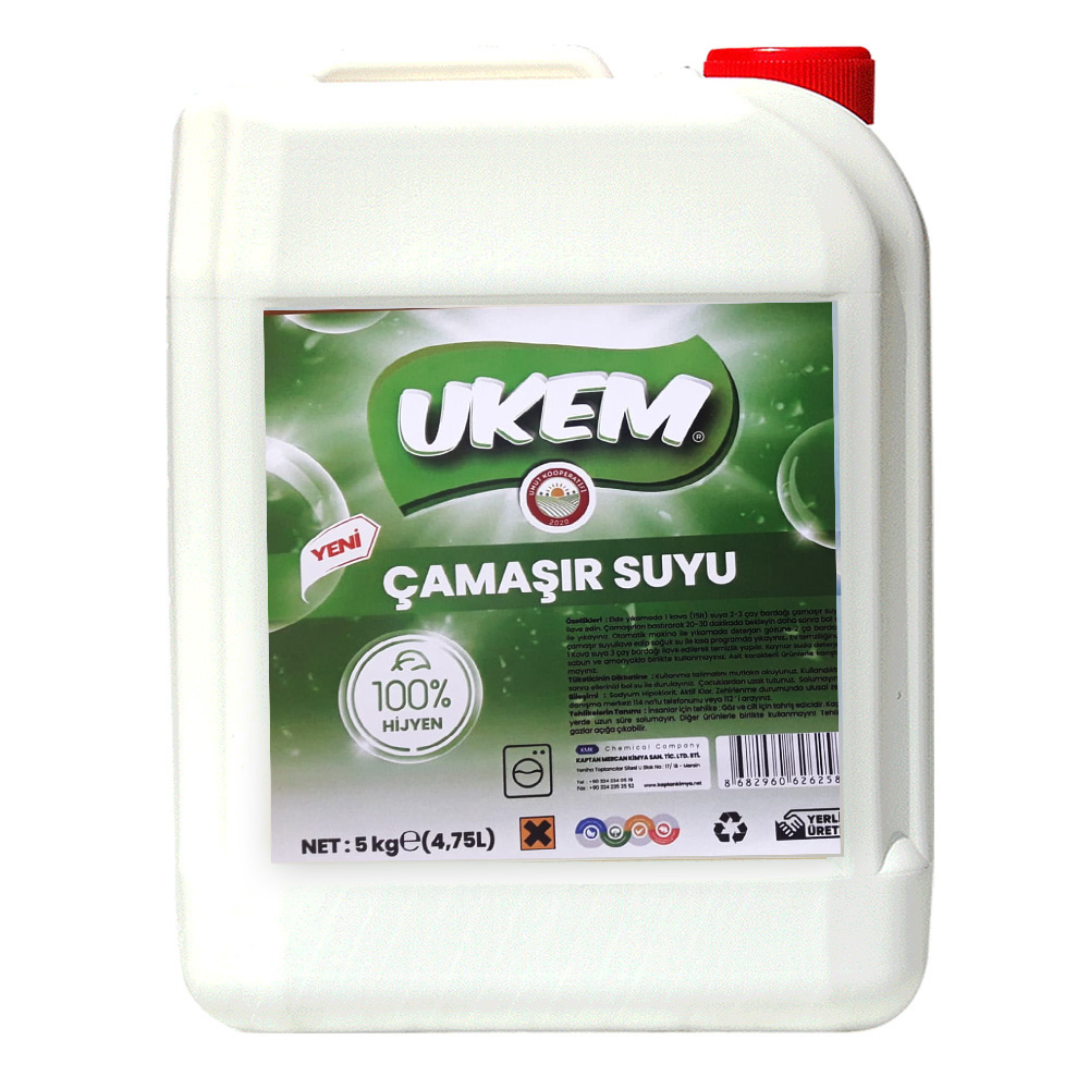 UKEM 5 Kg Profesyonel Çamaşır Suyu – Güçlü Beyazlatma & Hijyen